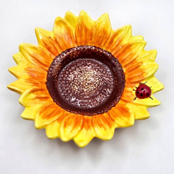 Yankee Candle Sunflower Tea Light Candle Holder Porcelain Ladybug | Soap Trinket - Picture 1 of 6